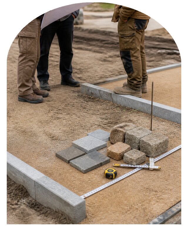 Проект мощения участка и дорожек в Кумертау на заказ и под ключ